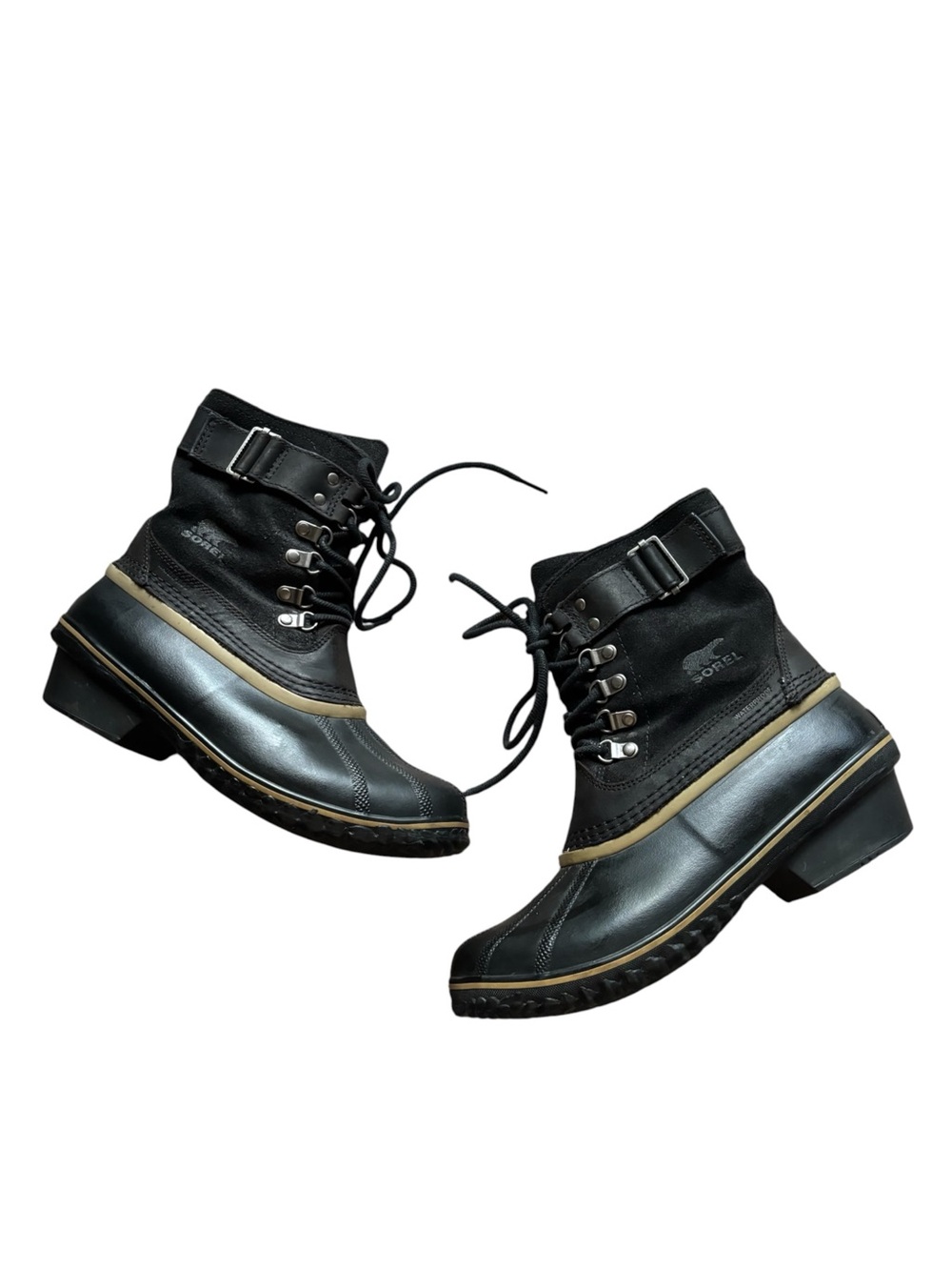 SOREL Winter Fancy Lace II Black Waterproof Duck Snow Boots Women’s 9 Gorpcore